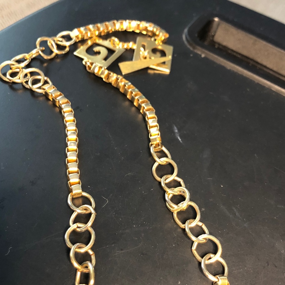 Pierre Cardin Gold-Tone Mixed Link Necklace with Logo Pendant